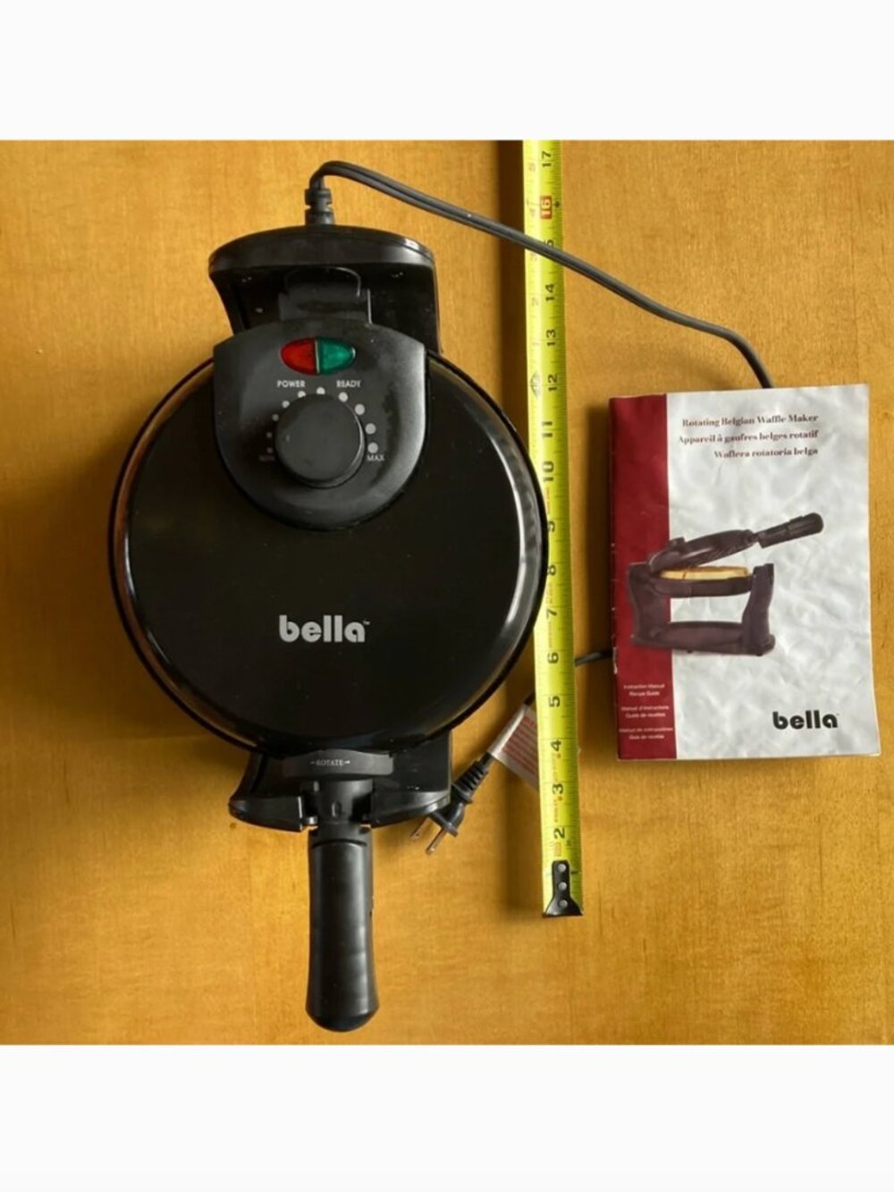 Bella Rotating Belgian Waffle Maker With Instruction Manual/ Recipe Guide
